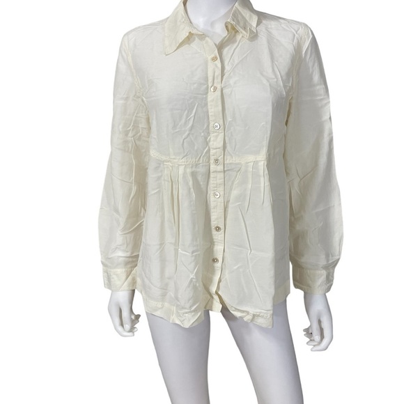 J. Jill Ivory Button Down Collared Blouse Size M - Picture 4 of 12